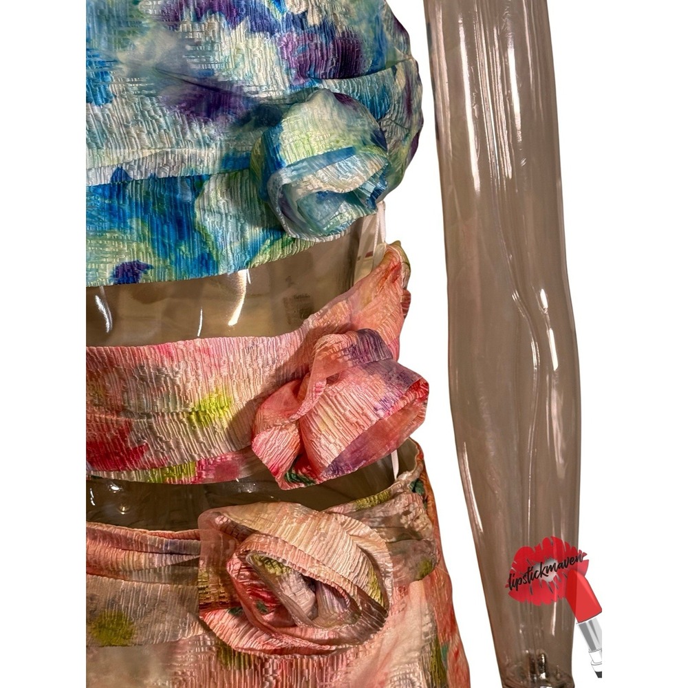 Lena Carson Party Dress Large Watercolor Floral Cut Out Avant Garde Art To Wear - Picture 4 of 13